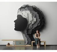 Papel Pintado Panorámico 3D 300X210Cm Seda Mujeres Que Recortan Papel Decoración De Pared Arte Abstracto Para Niños Dormitorio Salón Mural Xxl Póster Grande