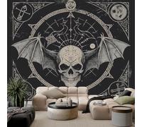 Papel pintado panorámico 3D 350 x 256 cm, espeluznante calavera murciélago papel pintado no tejido de alta calidad, mural moderno decoración para sala de estar, habitación infantil, fondo de TV