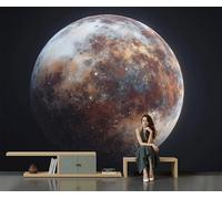 Papel Pintado Panorámico 3D 350X256Cm Seda Plutón, Planeta Meteoro Decoración De Pared Para Niños Dormitorio Salón Mural Xxl Póster Grande