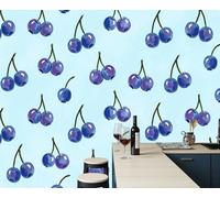 Papel Pintado Panorámico 3D 356x250cm tejido no tejido Arándano Fruta Decoración de Pared Acuarela Fresco para Dormitorio Salón Mural XXL Póster Grande
