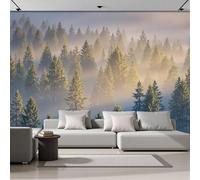 Papel Pintado Panorámico 3D 400X280Cm Seda Bosque Brumoso De Pinos Decoración De Pared Estilo Bosque Brumoso Para Niños Dormitorio Salón Mural Xxl Póster Grande