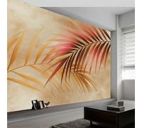 Papel pintado panorámico 3D abstracto plantas palmeras hojas, mural de pared shabby chic para salón dormitorio habitación infantil - Decoración mural fotográfica 350An x 256Al cm