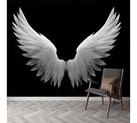 Papel pintado panorámico 3D alas plumas rayas, mural de pared minimalismo para salón dormitorio habitación infantil - Decoración mural fotográfica 300An x 210Al cm
