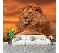 Papel Pintado Panorámico 3d Alta DefinicióN LeóN Bestia Salvaje - Fotomurales - Grandes Murales MarróN Póster para Salón, Adulto Habitación de los Niños, Estudio Decoración 400x280 cm
