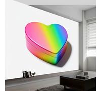 Papel Pintado Panorámico 3D Arcoíris Corazón Geométrico Caja Hojalata, Mural de Pared Moderno para Salón Dormitorio Habitación Infantil - Decoración Mural Fotográfica 200An x 140Al cm