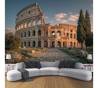 Papel Pintado Panorámico 3D Coliseo Romano,200x140cm Arquitectura Retro Fotomural, Mural de Pared para Salón, Dormitorio, Estudio Decoración
