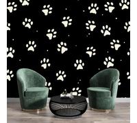 Papel Pintado Panorámico 3D de Seda, 150 x 105cm Huellas De Patas De Perro Murales Fotográfico, Sin Costuras Con Patrón para Sala de Estar, Dormitorio Decoración