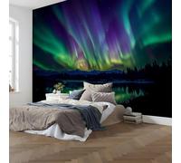 Papel Pintado Panorámico 3D de Seda, 250 x 175cm Desierto De Alaska Murales Fotográfico, Auroras Boreales para Sala de Estar, Dormitorio Decoración