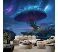 Papel pintado panorámico 3D isla fantasía demonio púrpura gigante, papel pintado no tejido fondo azul claro para dormitorio, sala sala de estar, pared TV artística, XXL, póster decorativo de pared