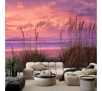 Papel pintado panorámico 3D Paisaje amanecer rosa hierba, no tejido, decoración rosa para sala de estar, dormitorio, fondo de pared, TV, papel pintado de pared, 350 x 256 cm