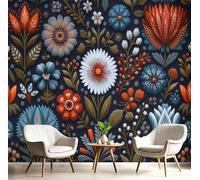 Papel Pintado Panorámico 500An×350Al cm América Vintage Floral Tejido No Tejido Papel Tapiz Fotomurales,Decoración De Pared Exquisitas Flores Murales Diseno Fotográfico Dormitorio Salón Marina Guerra