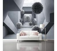 Papel Pintado Panorámico Abstracto Moderno De Seda Papel Pintado Decoración De Pared Bola Gris Geométrica Y Puntiagudadormitorio Sala Tv Fondo Decorativos Murales Xxl Grande
