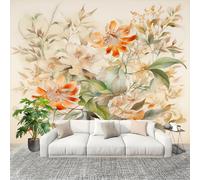 Papel Pintado Panorámico Acuarela Arte Flores - Fotomurales - Grandes Murales Beige Póster para Salón, Adulto Habitación de los Niños, Estudio Decoración 400x280 cm