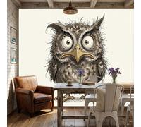 Papel Pintado Panorámico Adorable Búho 350x256cm, Murales De Pared Decoración En Seda Lindo Animalito De Dibujo 3D Para Sala De Estar Hotel Oficina Hogar Decoración De Paredes