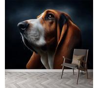 Papel pintado panorámico Animal Dog Courant Retrait, papel pintado de arte digital extraíble - mural fácil de colocar - Decoración de pared para sala de estar, habitación infantil, 500 x 280 cm (largo