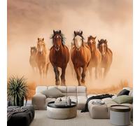 Papel pintado Panorámico Animales Del Desierto Caballos Salvajes 400 x 280 cm Papel pintado Intejido, Tapiz de pared para dormitorio, sala de estar, dormitorio infantil, decoración de pared, color