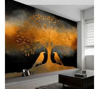 Papel pintado panorámico árbol de la vida vikingo animales aves, papel pintado fantástico para dormitorio salón comedor - Decoración mural moderna fondo fotográfico artístico 300An x 210Al cm