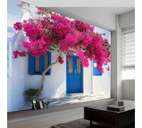 Papel pintado panorámico arquitectura casas flores, foto mural moderna 450An x 280Al cm - Papel pintado decoración hogar estilo campestre para salón habitación habitación infantil oficina