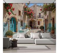 Papel Pintado Panorámico Arquitectura Europeo 352An×250Al cm Fotomurales No Tejido, Mar Mediterráneo Calle Mural Foto XL Decoración Póster Pared 3D Para Salón Fotográfico Dormitorio Pared Sala