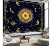 Papel Pintado Panorámico Arte Fantástico 200An x 140Al cm, Tapiz Mural Decoración Salón - Papel Pintado Diseño Moderno Cuerpos Celestiales Galaxia Sol Luna para Habitación Infantil Decoración Mural