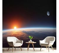 Papel Pintado Panorámico Azul Anaranjado La Tierra Desde El Espacio 150X105Cm Póster Gigante Foto Mural Paisaje Cósmico 3D Fotomurales Decorativos Pared Para Salón O Dormitorio Comedores
