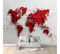 Papel Pintado Panorámico Azulejos Pared Diseño Mapa Estilo Shabby Chic 300x210 cm Fotomurales No Tejido, Murales Decoración Póster Pared Personalizado 3D Para Salón Dormitorio