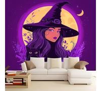 Papel Pintado Panorámico bruja morada de dibujos animados 500x280 cm Fotomurales No Tejido, Murales Decoración Póster Pared Personalizado 3D Para Salón Dormitorio