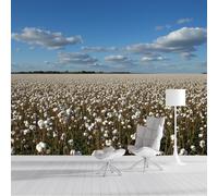 Papel Pintado Panorámico Campos De Algodón, Papel Tapiz Seda Paisaje Rural Retro Decoración De La Pared Murales Para Dormitorio Habitación 350x256cm