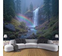 Papel Pintado Panorámico Cataratas Del Bosque De Oregón, Papel Pintado Pared Panorámico Estilo National Geographic De Seda, Decoración De La Pared Murales Para Salón Dormitorio 250x175cm