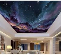 Papel Pintado Panorámico Cielo Estrellado Estilo Ciencia Ficción 450 X 315 Cm Fotomurales No Tejido Con Nebulosas Brillantes, Murales Decoración Póster Pared Personalizado 3D Para Salón Dormitorio