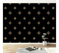 Papel Pintado Panorámico Clásico 300An x 210Al cm, Foto Mural Papel Pintado Geométrico Dorado Estrella Corona - Póster Mural y Cuadros para Salón Dormitorio Decoración Interior del Hogar