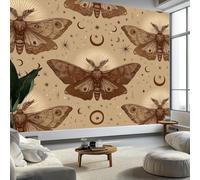 Papel pintado panorámico con temática celestial, 350 x 256 cm, diseño retro de luna, estrellas, polilla, póster fotográfico, efecto 3D, decoración para dormitorio, sala de estar, pasillo