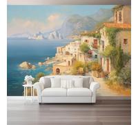 Papel Pintado Panorámico - Costero Costa Islas Mural Fotográfico Artístico 200 x 140 cm, Azul Papel Pintado No Tejido Decoración De Pared Sala Oficina Salón Dormitorio