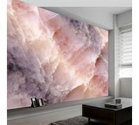 Papel pintado panorámico cuarzo rosa textura de mármol, papel pintado no tejido arte abstracto para dormitorio salón comedor - Decoración mural moderna fondo fotográfico artístico 300An x 210Al cm