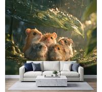 Papel pintado panorámico de 200 x 140 cm, animales cuentos de hadas lindos papel pintado fotográfico, no tejido, tapicería, póster de pared para sala de estar, dormitorio, decoración de pared, ratón
