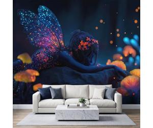 Papel pintado panorámico de 350 x 256 cm, diseño de alas de mariposa para adolescentes, papel pintado, para sala de estar, dormitorio, dormitorio infantil, decoración de pared