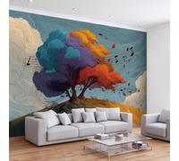 Papel pintado panorámico de graffiti calle, arte pintado de pared, fantástico música y notas, música botánica no tejida de pared, 200 x 140 cm, foto mural para salón, dormitorio infantil, restaurante