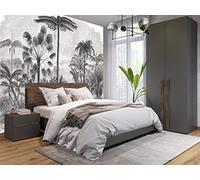 Papel pintado panorámico de Seidenwald 500 x 280 cm, diseño 3D de la selva tropical en blanco y negro, cococopalma, decoración perfecta para dormitorio, salón, gran póster de pared para niños