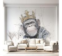 Papel pintado panorámico, diseño de animales pop art minimalista graffiti 200 x 140 cm, decoración de pared, corona mono, tapiz de pared, papel pintado no tejido, cuadros de pared