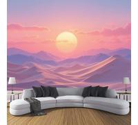 Papel Pintado Panorámico Dunas Del Desierto De Color Rosa Anaranjado, Papel Tapiz Seda Minimalismo Decoración De La Pared Murales Para Dormitorio Habitación 250x175cm