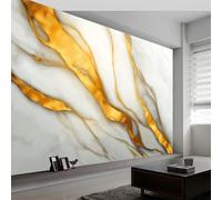 Papel pintado panorámico elegancia lujosa 300An x 210Al cm, tapiz mural decoración salón - Papel pintado diseño moderno dorado mármol rayas para habitación infantil decoración mural