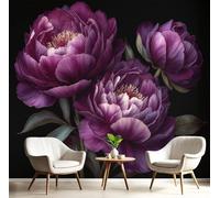 Papel Pintado Panorámico Elegancia Peonía 366An×256Al cm Fotomurales No Tejido, Oscuridad Flores Mural Foto XXL Decoración Póster Pared 3D Para Salón Fotográfico Dormitorio Pared Sala
