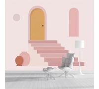 Papel Pintado Panorámico Escalera Puerta 400x280cm, Murales De Pared Decoración En Seda Minimalismo Bohemio 3D Para Sala De Estar Hotel Oficina Hogar Decoración De Paredes