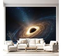 Papel pintado Panorámico Espacio profundo Ciencia Ficción Cuerpo celestial Diseño de pared, 150x105cm Fresco de pared no tejido Agujero negro Haz de luz, Decoración de pared Habitación de los niños
