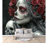 Papel Pintado Panorámico Esqueleto 350 × 256 cm Papel Pintado Tejido No Tejido Grandes Murales Póster para Sala, Adulto Habitación de niños, Estudio Chicas Con Calaveras Góticas