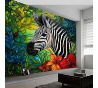 Papel Pintado Panorámico Estilo Exótico 200An x 140Al cm, Tapiz Mural Decoración Salón - Papel Pintado Diseño Moderno Tropical Plantas Animales Caballos para Habitación Infantil Decoración Mural
