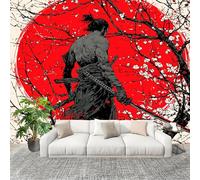 Papel Pintado Panorámico Estilo JaponéS SamuráI Luna Roja - Fotomurales - Grandes Murales Obra De Arte Póster para Salón, Adulto Habitación de los Niños, Estudio Decoración 400x280 cm