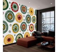 Papel pintado panorámico estilo tradicional africano 300An x 210Al cm, tapiz mural decoración salón - Papel pintado diseño moderno círculo flores rayas para habitación infantil decoración mural