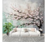 Papel Pintado Panorámico Flores Flores de Cerezo Pintura Al óLeo ArtíStica - Fotomurales - Grandes Murales Abstracto Póster para Salón, Adulto Habitación de los Niños, Estudio Decoración 200x140 cm