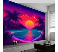 Papel pintado panorámico Forma de Corazón Atardecer, papel pintado no tejido Paisaje Onírico para dormitorio salón comedor - Decoración mural moderna fondo fotográfico artístico 500An x 280Al cm